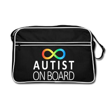 Autiste à bord : autocollants sur la neurodiversité - Sac Retro - noir/blanc - Devant