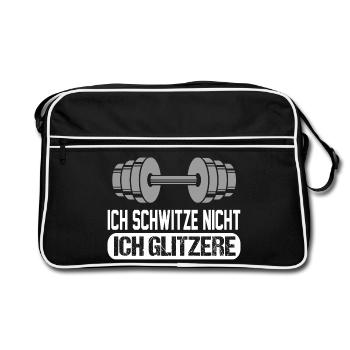 Ich schwitze nicht Bodybuilding Sprüche Sport - Retro Tasche - Schwarz/Weiß - Vorne