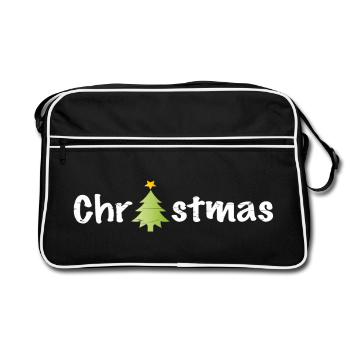 Christmas claim with tree - Retro Tasche - Schwarz/Weiß - Vorne