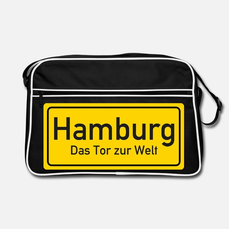 Hamburg place name sign Germany Retro Bag