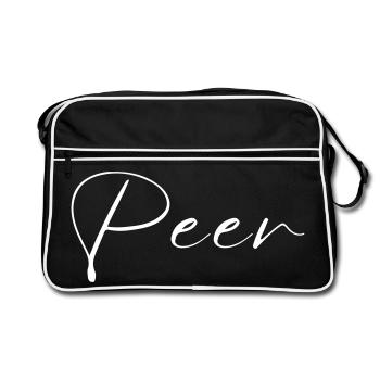 Peer Name T-Shirt Geschenk Für Männer - Retro Tasche - Schwarz/Weiß - Vorne