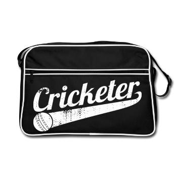 Funny cricketer - Retro Bag - black/white - Front
