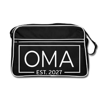 Oma 2027 Est Großmutter Babyparty Geschenkidee - Retro Tasche - Schwarz/Weiß - Vorne