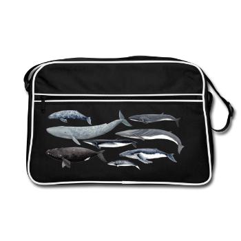 Baleines - Baleines - Baleines - mysticètes - Sac Retro - noir/blanc - Devant