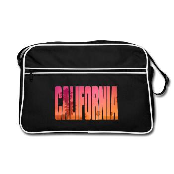California - plage au coucher de soleil - Sac Retro - noir/blanc - Devant