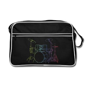 Drumset Sticks Drummer Drums Drummer - Sac Retro - noir/blanc - Devant