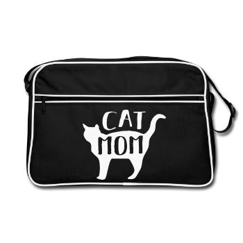 Katze Katzen - Retro Tasche - Schwarz/Weiß - Vorne