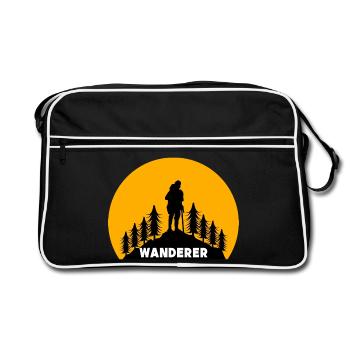 Wanderung Wandern Spruch Wanderer Berggipfel - Retro Tasche - Schwarz/Weiß - Vorne