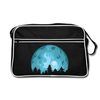 moon, forest, tranquility, relaxation, hiking, nature, symbol - Retro Bag - black/white - Front