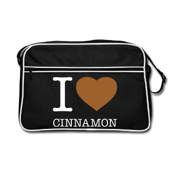 I LOVE CINNAMON Zimt - Retro Tasche - Schwarz/Weiß - Vorne