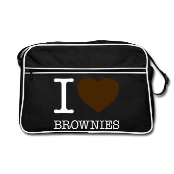 I LOVE BROWNIES - Retro Bag - black/white - Front