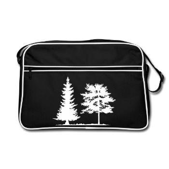 Tree, Spruce, Forest, Camping, Nature, Mixed Forest, Pine - Retro Bag - black/white - Front