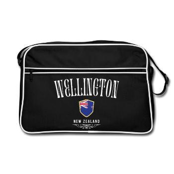 Wellington Nouvelle-Zélande, design minimaliste - Sac Retro - noir/blanc - Devant