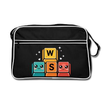 WASD Keys Cadeau Gamer Drôle - Sac Retro - noir/blanc - Devant