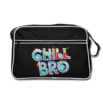 Chill Bro Cocktail Schriftzug - Retro Tasche - Schwarz/Weiß - Vorne