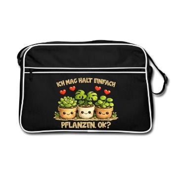 Motif comique des plantes avec cœur et dictons drôles - Sac Retro - noir/blanc - Devant