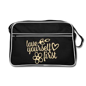 Love Yourself First Self-Love Self-Care - Retro Bag - black/white - Front