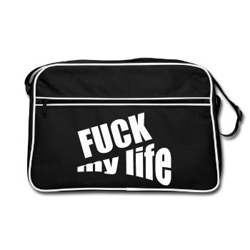 Fuck my life - Retro Tasche - Schwarz/Weiß - Vorne