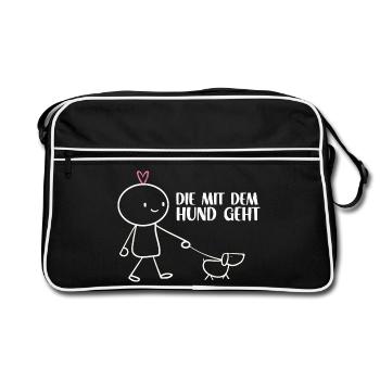 Gassi mit Hund – Minimalistisch Hunde Mama Gassi - Retro Tasche - Schwarz/Weiß - Vorne