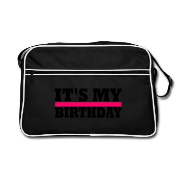 its my birthday - Retro Tasche - Schwarz/Weiß - Vorne