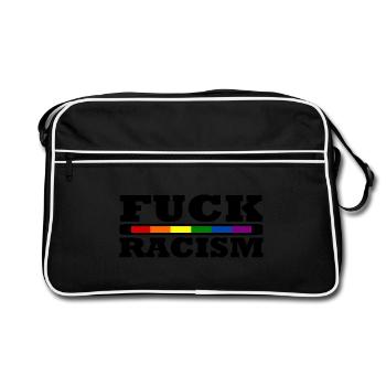 Fuck Racism - Retro Tasche - Schwarz/Weiß - Vorne