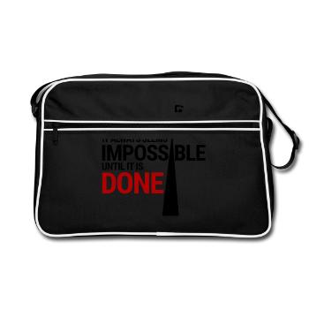 Slackline Shirt & Geschenk - Retro Tasche - Schwarz/Weiß - Vorne