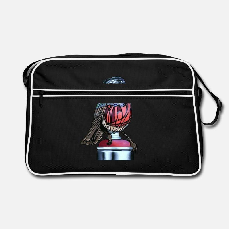 Vogel auf Spraydose Retro Tasche