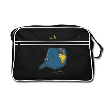 Bird cute gift animal parakeet animal birds - Retro Bag - black/white - Front