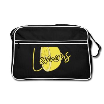 Zitronen - Retro Tasche - Schwarz/Weiß - Vorne
