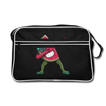 Wassermelone dabbing - Retro Tasche - Schwarz/Weiß - Vorne