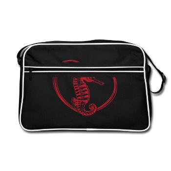 Seepferd - Retro Tasche - Schwarz/Weiß - Vorne