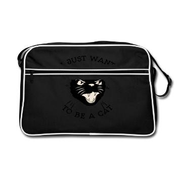 Drôle je veux juste être un cadeau de chat - Sac Retro - noir/blanc - Devant