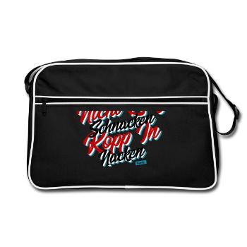 Nicht Lang Schnacken Kopp In Nacken HARIZ Sprüche - Retro Tasche - Schwarz/Weiß - Vorne