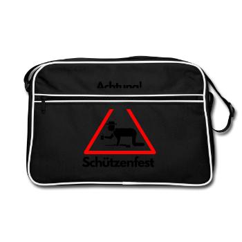 Attention shooting party beer alcohol celebrate shooting - Retro Bag - black/white - Front
