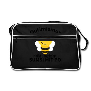 Sumsi mit Po Optimismus Imker Bienen Honig Spaß - Retro Tasche - Schwarz/Weiß - Vorne