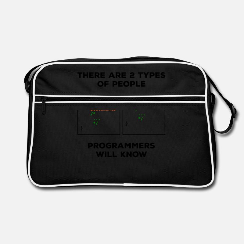 2 Arten von Personen Programmierer Programmierer f - Retro Tasche - Schwarz/Weiß