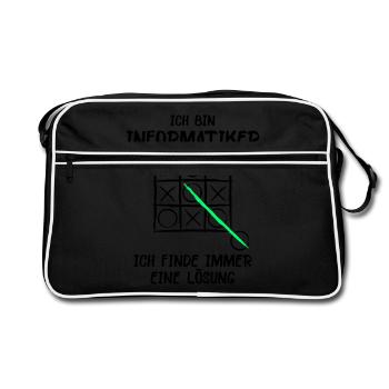 Ich bin Informatiker Lösung Spruch Computer Nerd G - Retro Tasche - Schwarz/Weiß - Vorne