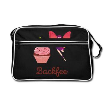 Backfee Bäckerin Backstube Kuchen Cupcake Muffin F - Retro Tasche - Schwarz/Weiß - Vorne
