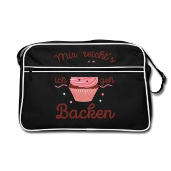 Mir reichts ich geh Backen Bäcker Bäckerin Kuchen - Retro Tasche - Schwarz/Weiß - Vorne