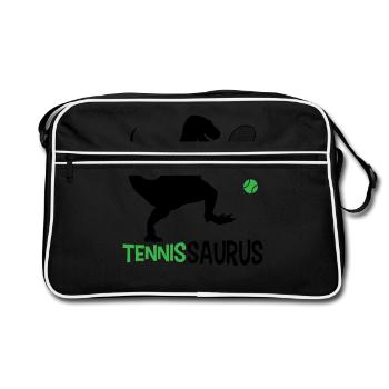 Tennissaurus tennis dinosaure joueur de tennis Tenn - Sac Retro - noir/blanc - Devant