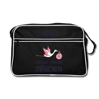 Jungs machen Jungs Männer machen Mädchen Werdender - Retro Tasche - Schwarz/Weiß - Vorne