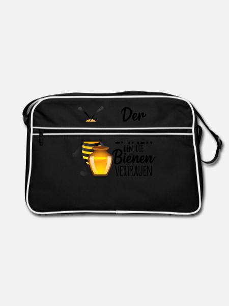 Der Imker dem die Bienen vertrauen Bienenzüchter I - Retro Tasche - Schwarz/Weiß - Vorne