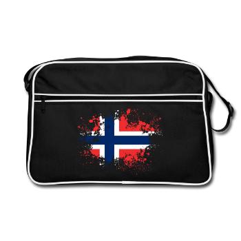 Norway Norway flag patch gift idea - Retro Bag - black/white - Front