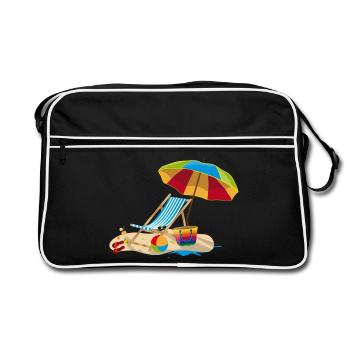 Chaise longue sur la plage - Détente en vacances - Sac Retro - noir/blanc - Devant