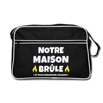 incendie, réchauffement climatique, mégafeu - Sac Retro - noir/blanc - Devant