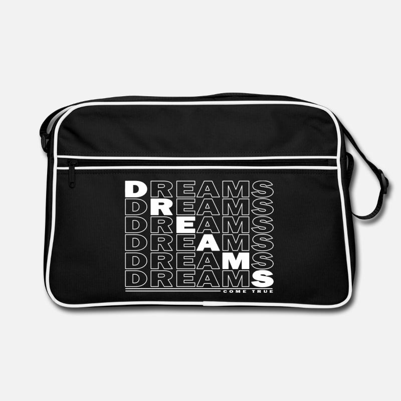 DREAMS - COME TRUE - Retro Tasche - Schwarz/Weiß