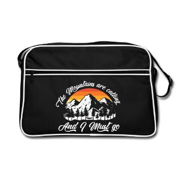 Berg, Wandern, Wandern - Retro Tasche - Schwarz/Weiß - Vorne