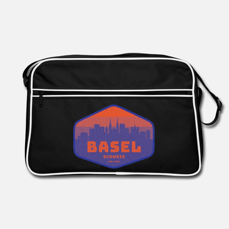 Basel Skyline Retro Abzeichen Retro Tasche
