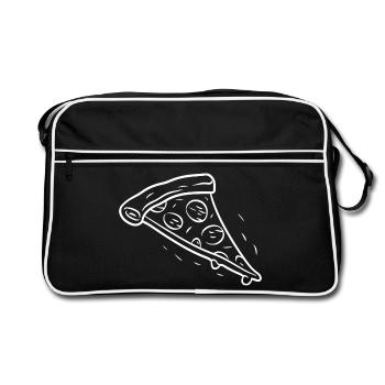 Pizza Slice Line Drawing - Retro Bag - black/white - Front