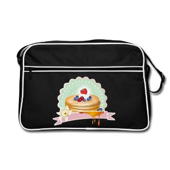 Pancakes motif with cream, berries and decoration - Retro Bag - black/white - Front
